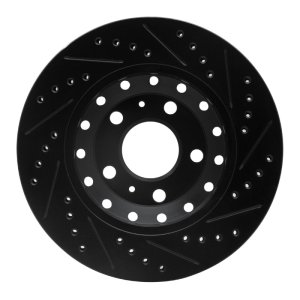 Audi A8 Brake Rotor (1) - Rear Left - R1 Concepts - Drilled & Slotted - Black - `04-`10